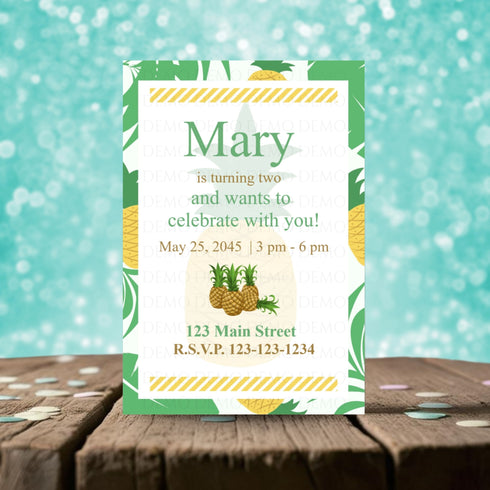 Personalized Pineapple Birthday Invitation